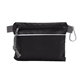 aerial view a black travel hygiene kit in a zippered pouch, image 1 of 2