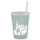 aerial view a frost cup & frost lid 12 oz reusable cup with lid straw, image 1 of 2