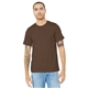 aerial view a heather brown bella+canvas (r) unisex heather cvc short sleeve tee, image 1 of 6