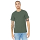 aerial view a heather military green bella+canvas (r) unisex heather cvc short sleeve tee, image 1 of 6