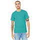 aerial view a heather sea green bella+canvas (r) unisex heather cvc short sleeve tee, image 1 of 6