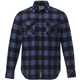aerial view a indigo blue/black (552) mens sprucelake roots73 long sleeve button up flannel shirt, image 1 of 7