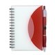 aerial view a red cupertino stylish spiral notepad notebook with matching color pen, image 1 of 3