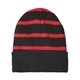 a black/true red sport - tek(r) striped beanie with solid band