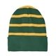 a forest green/gold sport - tek(r) striped beanie with solid band