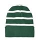 a forest green/white sport - tek(r) striped beanie with solid band