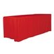 aerial view a red 6 4- sided fitted style table covers table throws - 2 color imprint, image 1 of 2