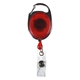 aerial view a trans red 30 cord retractable carabiner style badge string reel and badge holder, image 1 of 2