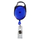 aerial view a trans blue 30 cord retractable carabiner style badge string reel and badge holder, image 1 of 4