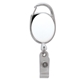 aerial view a white 30 cord retractable carabiner style badge string reel and badge holder, image 1 of 2