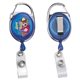 aerial view a trans blue 30 cord retractable carabiner style badge reel badge holder, image 2 of 2