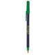 aerial view a cobalt barrel & green trim bic round stic ballpoint pen - promotional pens, image 2 of 2