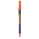 aerial view a cobalt barrel & orange trim bic round stic ballpoint pen - promotional pens, image 2 of 2