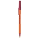 aerial view a orange barrel & burgundy trim bic round stic ballpoint pen - promotional pens, image 2 of 2