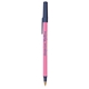 aerial view a pink barrel & cobalt trim bic round stic ballpoint pen - promotional pens, image 2 of 2
