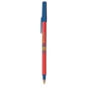 aerial view a red barrel & blue trim bic round stic ballpoint pen - promotional pens, image 2 of 3