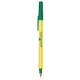 aerial view a yellow barrel & green trim bic round stic ballpoint pen - promotional pens, image 2 of 2
