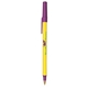 aerial view a yellow barrel & purple trim bic round stic ballpoint pen - promotional pens, image 2 of 2
