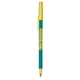 aerial view a teal barrel & yellow trim bic round stic ballpoint pen - promotional pens, image 2 of 2