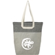 aerial view a black/natural recycled cotton u - handle book tote, image 1 of 6