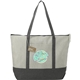 aerial view a gray repose 10oz recycled cotton zippered tote, image 1 of 7