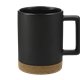 aerial view a black bates 15oz ceramic mug w / cork base, image 1 of 4