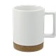 aerial view a white bates 15oz ceramic mug w / cork base, image 1 of 5