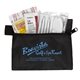aerial view a black del monte 13 piece golf kit components inserted into zipper pack, image 2 of 5
