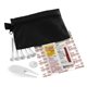 aerial view a black del monte 13 piece golf kit components inserted into zipper pack, image 4 of 5