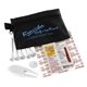 aerial view a black del monte 13 piece golf kit components inserted into zipper pack, image 5 of 5