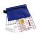 aerial view a blue del monte 13 piece golf kit components inserted into zipper pack, image 4 of 5