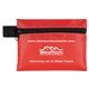 aerial view a red del monte 13 piece golf kit components inserted into zipper pack, image 2 of 4