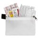 aerial view a white del monte 13 piece golf kit components inserted into zipper pack, image 3 of 5