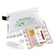 aerial view a white del monte 13 piece golf kit components inserted into zipper pack, image 5 of 5