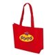 aerial view a red non woven textured tote bag - full color, image 2 of 2