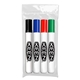 aerial view a clear bag with 4 markers usa made chisel tip dry erase markers 4 ct, image 1 of 3