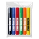 aerial view a clear bag with 6 markers chisel tip permanent markers 6ct - usa made, image 1 of 2