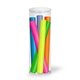 aerial view a clear tube with 6 highlighters broadline fluorescent highlighters 6 pack tube set - usa made, image 1 of 2