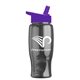 a transparent smoke bottle & violet lid poly - pure - 27 oz transparent bottle with flip straw lid