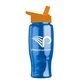 a transparent blue bottle & orange lid poly - pure - 27 oz transparent bottle with flip straw lid