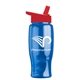 a transparent blue bottle & red lid poly - pure - 27 oz transparent bottle with flip straw lid