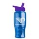 a transparent blue bottle & violet lid poly - pure - 27 oz transparent bottle with flip straw lid