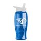 a transparent blue bottle & white lid poly - pure - 27 oz transparent bottle with flip straw lid