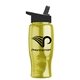 a transparent yellow bottle & black lid poly - pure - 27 oz transparent bottle with flip straw lid