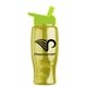a transparent yellow bottle & lime green lid poly - pure - 27 oz transparent bottle with flip straw lid