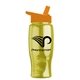 a transparent yellow bottle & orange lid poly - pure - 27 oz transparent bottle with flip straw lid