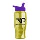 a transparent yellow bottle & violet lid poly - pure - 27 oz transparent bottle with flip straw lid