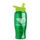 a transparent green bottle & lime green lid poly - pure - 27 oz transparent bottle with flip straw lid