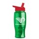 a transparent green bottle & red lid poly - pure - 27 oz transparent bottle with flip straw lid