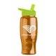 a transparent orange bottle & lime green lid poly - pure - 27 oz transparent bottle with flip straw lid